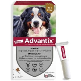 Advantix Pipetas antiparasitarias 6 pour chiens de 40 à 60 kg - 6 pipettes de 6 ml