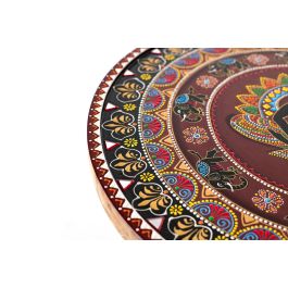 GINER Y COLOMER - Table d'appoint ronde en bois de manguier avec détails floraux peints à la main - Décoration artisanale