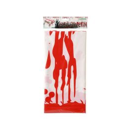 Mantel Blanc 274 x 137 cm avec Taches et Empreintes de Sang - Décoration Effrayante Halloween pour Table, Fêtes et Maisons Hantées