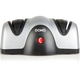 Domo Aiguiseur de couteaux électrique 40 W à 2 meules (meulage et polissage) avec guide lame intégré, gris et noir