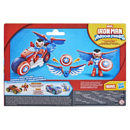 Hasbro Marvel Iron Man et Ses Amis Extraordinaires - Figurine Captain America Sam Wilson 7.5 cm avec Véhicule Super Moto - Jouet Super-Héros dès 3 ans