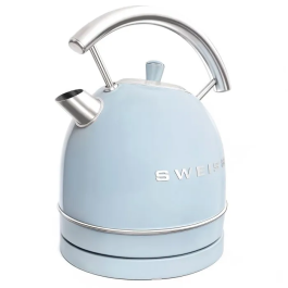 Sweiss Bouilloire Vintage KTL6 - 1.8 L - 2200 W - Socle 360° - Capacité 1,8 litre - En acier inoxydable - Bleu - Design de cuisine