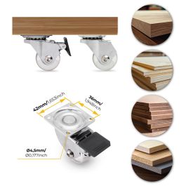 Emuca Lot de 4 roulettes transparentes Slip 3 avec plétine de montage, diamètre 35mm, Acier et Plastique