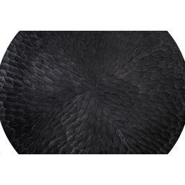 GINER Y COLOMER Table basse ronde en aluminium, finition gris foncé effet martelé avec bordure argentée