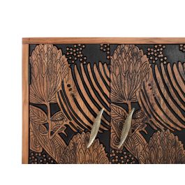 GINER Y COLOMER - Buffet en Acacia Massif et Métal, 4 Portes et 3 Tiroirs, Couleur Naturel et Noir, Dimensions 175x45x81 cm