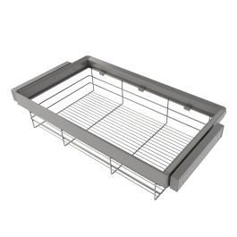 Emuca Kit tiroir en fil métallique et rack ajustable Quartz pour armoires, glissières extension totale et à fermeture douce, Module 90cm, Finition Titane