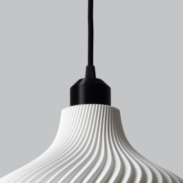 Lampe Suspendue Daila Blanc/Fleur Noir/Câble Noir