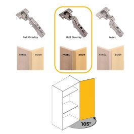 Emuca Lot de 20 charnières coudées X91 avec fermeture amortie et embases à visser, hauteur 0, acier, titane