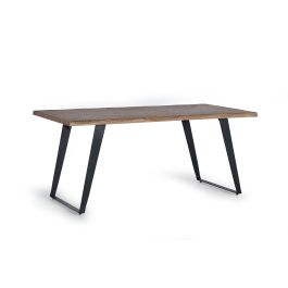 Giner Y Colomer Table de Salle à Manger en Bois d'Acacia Naturel avec Pieds en Métal Noir - Détails Sculptés à la Main - Plateau de 4 cm d'Épaisseur Precio: 839.988. SKU: B17KTZM3RG