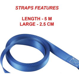 Master Lock 4367EURDAT Kit de 4 sangles d'arrimage avec crochets et cliquet, 5m x 25mm, Bleu