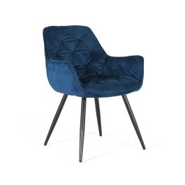 GINER Y COLOMER Lot de 2 chaises capitonnées en velours bleu électrique avec pieds en acier noir - 52 x 42 x 45 cm Precio: 395.988. SKU: B1JYPYMLL3