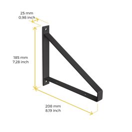 Emuca Jeu de supports pour étagères en bois Shelf avec forme triangulaire, Acier, Peint en noir