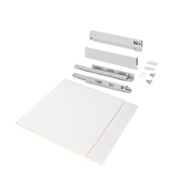 Emuca Kit de tiroirs pour cuisine ou salle de bains Vertex avec réglages 3D, hauteur 93mm, avec panneaux inclus, module 600mm, Peint en blanc