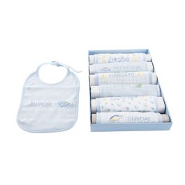 Ensemble de Bavoirs Home ESPRIT Bleu Rose Coton 19 x 29 x 3 cm (4 Unités)