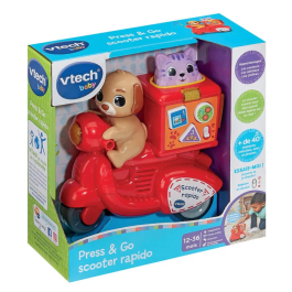 VTech Baby Scooter Press & Go Rapido - Rouge - Scooter interactif avec effets sonores pour enfants de 12 à 36 mois - Découvertes et apprentissages