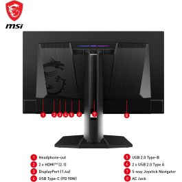 MSI MPG 271QRXDE Écran PC Gaming QD-OLED 67,3 cm (26.5") 2K WQHD 2560x1440 360 Hz 1 ms HDMI 2.1 DisplayPort USB-C Noir