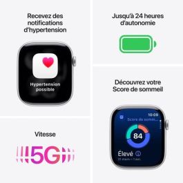 Apple Watch Series 11 GPS + Cellular 46 mm Boîtier Titane Naturel Bracelet Sport Gris Pierre M/L MFCX4ZRA
