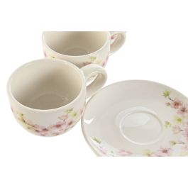 Ensemble de tasses à café Home ESPRIT Jaune Blanc Rose Lila Métal Dolomite 180 ml