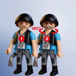 Playmobil 72079 - Set de Figurine et Véhicule Course-poursuite en Moto de Police avec Motard et Bandit pour Enfants