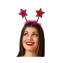 Serre-tête anniversaire avec étoiles et plumes, message 'Feliz Cumpleaños', couleur fuchsia et rose pour fête et célébration Precio: 10.5. SKU: B188Q22W2A