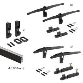 Emuca Kit de fixation pour 1 étagère en bois, 1 module et 1 tringle de suspension, longueur 1m Zero, Zamak, Peint en noir texturé