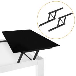 Emuca Jeu de ensemble de mécanismes de levage pour table basse, permet de lever la table de 135mm, Acier, Peint en noir
