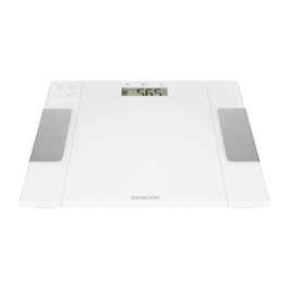 Sencor SBS 5051WH Balance Personne Intelligente avec Ecran LCD, IMC, BIA (Graisse Corporelle, Hydratation) et Mémoire pour 12 Utilisateurs - Verre Trempé 6 mm, 150 kg