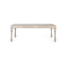GINER Y COLOMER - Table de salle à manger rectangulaire en bois de manguier et verre, plateau sculpté à la main, 220 cm, blanc décapé Precio: 1259.988. SKU: B14QPRMB77