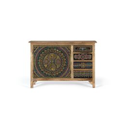 GINER Y COLOMER Buffet en bois de manguier, 2 portes et 4 tiroirs multicolores, peinture à la main, dimensions 107x33x73 cm Precio: 611.988. SKU: B173VB9467