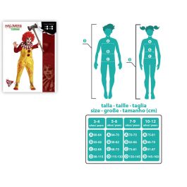 Déguisement Enfant Clown Jaune avec Singe et Col Rouge pour Garçon 5-6 Ans - Idéal Halloween, Carnaval, Fêtes d'Anniversaire