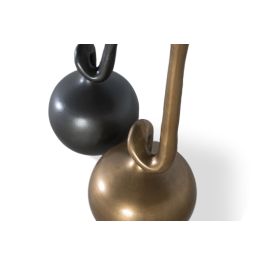 GINER Y COLOMER - Lot de 2 vases en aluminium doré et noir - Grand: 78x20x20 cm, Petit: 68x20x20 cm - Décoration intérieure