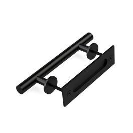 HERRAJES ALK Manillón Aluminio Braulio C200, Uñero Negro 200mm, Roseta 50x50mm