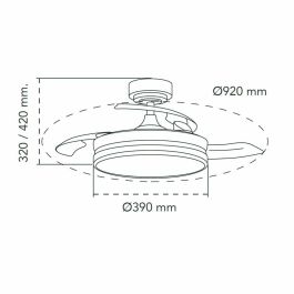Ventilateur de Plafond CristalRecord 85-065-46-180 Noir 45 W Ø 92 cm