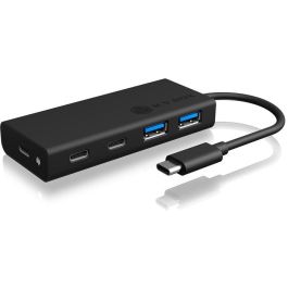 USB HUB 5Port ICY BOX 2xUSB3.0 2xUSB-C 1xUSB Power Delivery 60W SuperSpeed passiv Black