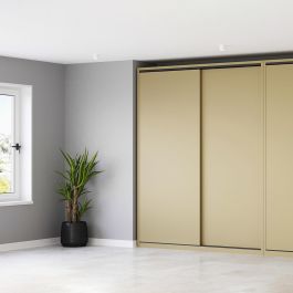 Emuca Kit de 2 portes coulissantes et Flow de ferrures pour armoires à fermeture souple avec rails de surface 2,35m, panneaux non inclus, anodisé mat