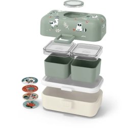 Monbento - Lunch box enfant MB Tresor Raccoon avec 3 compartiments et 2 caissettes, sans BPA - Boite repas gamelle - 800 ml