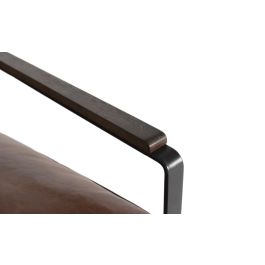 Giner y Colomer Fauteuil industriel contemporain en fer noir et simili cuir brun vieilli - Structure en fer noir, assise rembourrée - Dimensions fournies