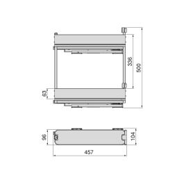 Emuca Porte-bouteilles latéral extractible Harmony avec fermeture amortie, Module largeur 150mm hauteur 700mm, Acier et Bois, Gris anthracite
