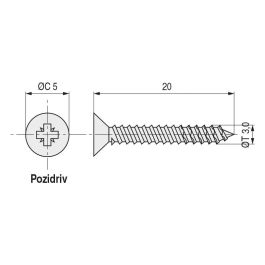 ABC SPAX-S Vis à bois tête plate Pozidriv Spax Wirox A3J, 20mm x 3mm, Set de 1000