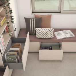 Emuca Tiroir extérieur Vertex avec réglages 3D hauteur 93mm, 40kg, profondeur 500mm, Acier, Peint en aluminium