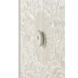 GINER Y COLOMER - Dora2 - Buffet en bois de manguier massif couleur blanc avec détails dorés - Sculpté à la main - 140x100x40 cm