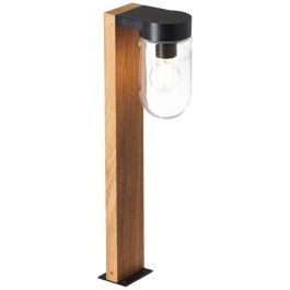 Brilliant Borne Extérieure CABAR Bois Foncé/Noir Métal/Verre E27 1x40W IP44 H55cm