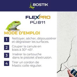 Bostik Flexpro PU811 Mastic adhésif polyuréthane pour tous matériaux, intérieur/extérieur, blanc, 300 ml