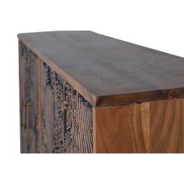 GINER Y COLOMER Buffet en bois d'acacia naturel avec détails noirs et pieds métal - 190 cm