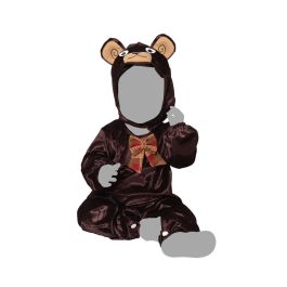 Déguisement Ours Marron pour Bébé 12-24 Mois, Capuche avec Tête d'Ours, Mono Boutonné - Polyester Doux - Unisexe