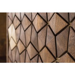 GINER Y COLOMER Dora2 - Bibliothèque en bois de manguier et métal, couleur noyer, style élégant, dimensions 143x130x40 cm