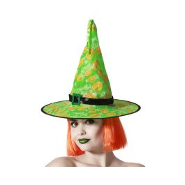 Chapeau de sorcière vert avec citrouilles orange et boucle noire - Accessoire de déguisement Halloween Precio: 2.268. SKU: B14ARZASXL