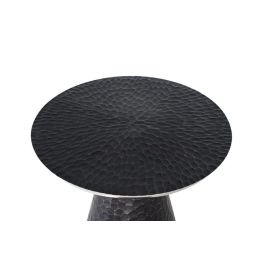 GINER Y COLOMER - Table de Centre Ronde en Aluminium, Finition Gris Foncé avec Effet Martelé et Chant Argenté