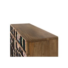 Giner y Colomer - Buffet en bois de manguier massif 80 cm, 2 portes 2 tiroirs, finition naturelle avec détails peints à main