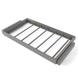 Emuca Kit de porte-pantalon à 7tringles et rack ajustable Quartz pour armoires, glissières extension totale et à fermeture douce, Module 90cm, Finition Titane